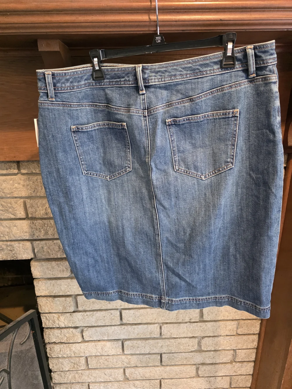 Talbots Button-Front Denim Pencil Skirt - Blue